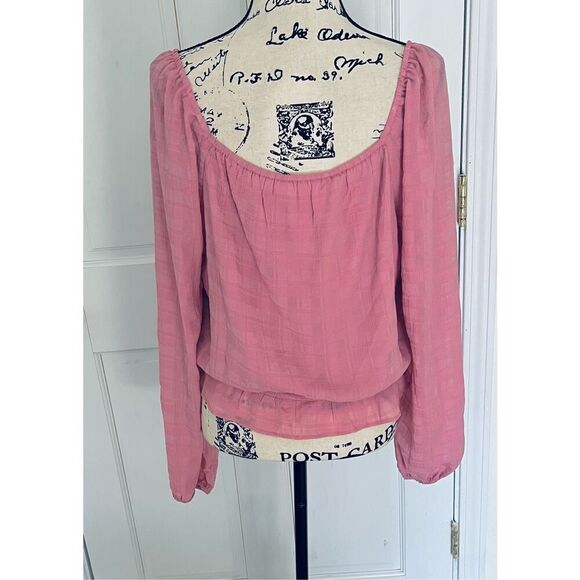 Lush Women’s XL Cori Ruffled Crop Long Sleeve Blouse Pink Boho - Picture 11 of 11